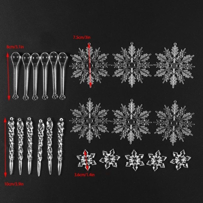 Elegant Christmas Ornament Supplies Holiday Party Supplies Acrylic Crystal Snowflake and Icicle Tree Decorations