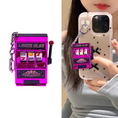 Portachiavi Ciondolo Macchinette Slot Frutta Gioco Portatile Divertente Accessorio di Intrattenimento per Bambini e Adulti