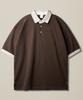 JEMUT Chess Ringer Collared Short Sleeve T-Shirt Brown Kjst2616