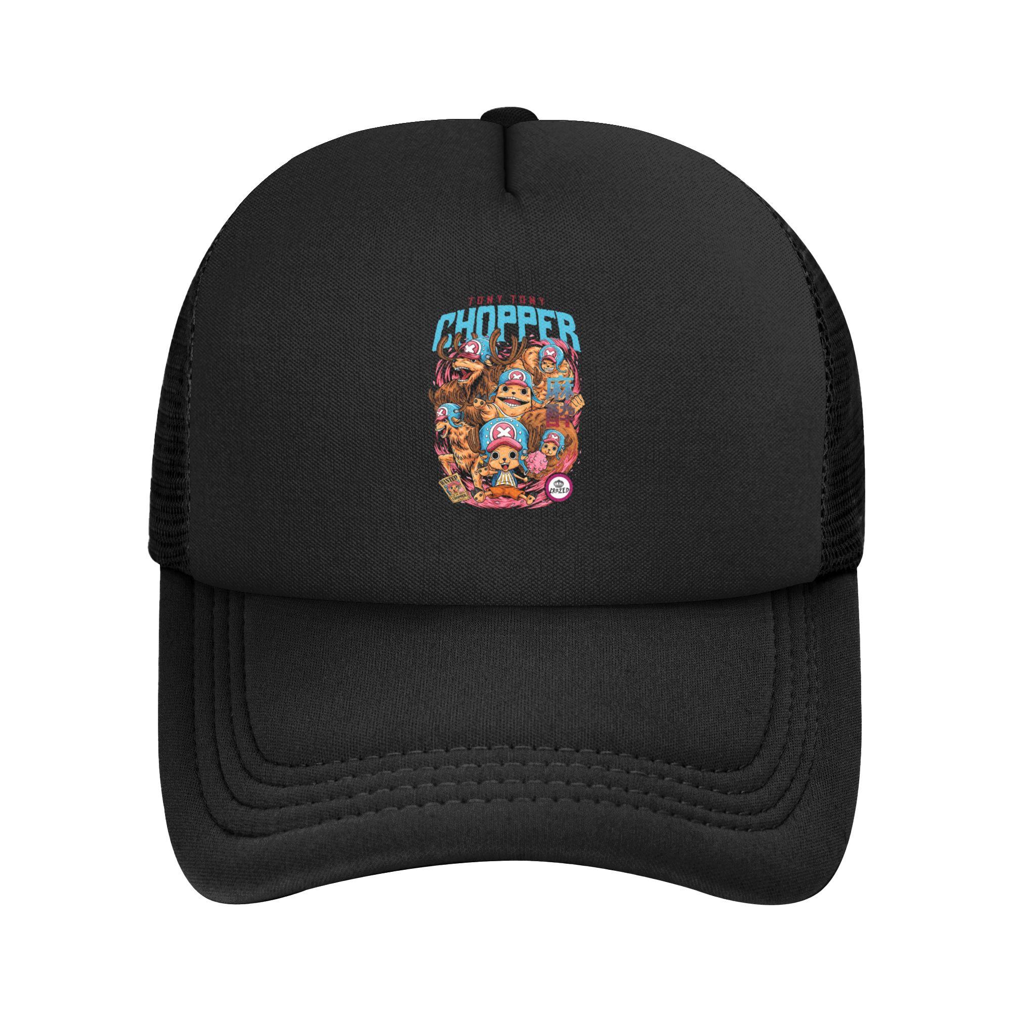 Kawaii onepieces Tony Tony Chopper Trucker Hat Adult Fitted Mesh Baseball Caps Polyester Adjustable Racing Cap One Size