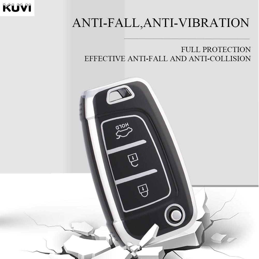 New TPU Car Flip Key Case Cover Shell For Hyundai Elantra Solaris I30 I35 I40 IX35 Sonata Santa Fe Tucson Verna Celesta Accent