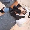 Women Fishnet With Bowknot Socks, Casual Thin Socks With Bow Cute Pantyhose, Lace Fishnet Mesh Nylon Socks (Black, 1 Pair)