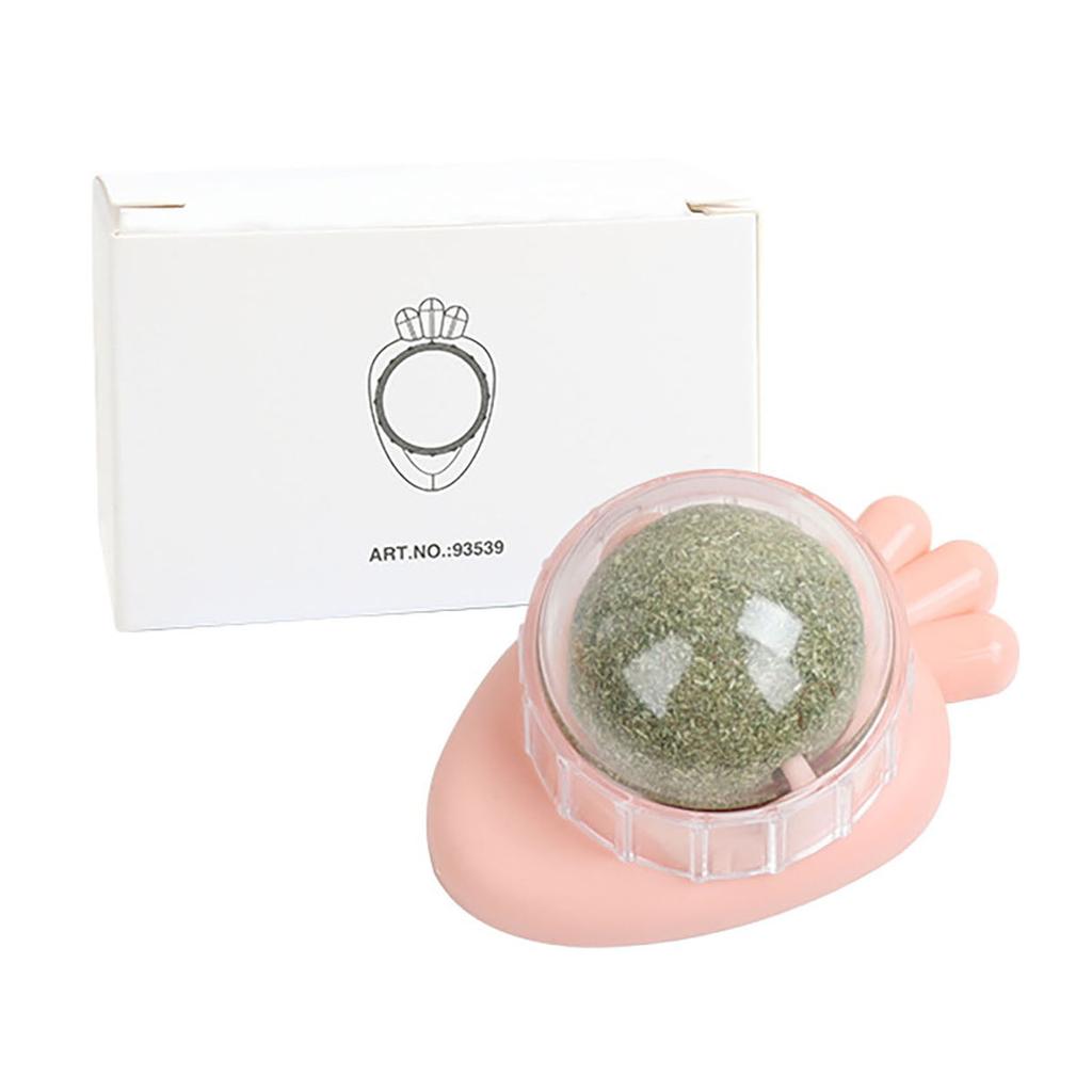 Catnip Ball Toy with Plastic Holder for Interactive Play Durable Pet Toy Suitable for Indoor Cats Safe and Non-Toxic Material