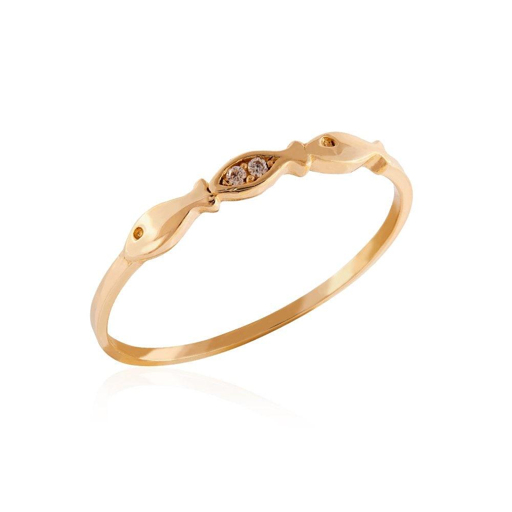 14K Gold Little Fish Trio Ring