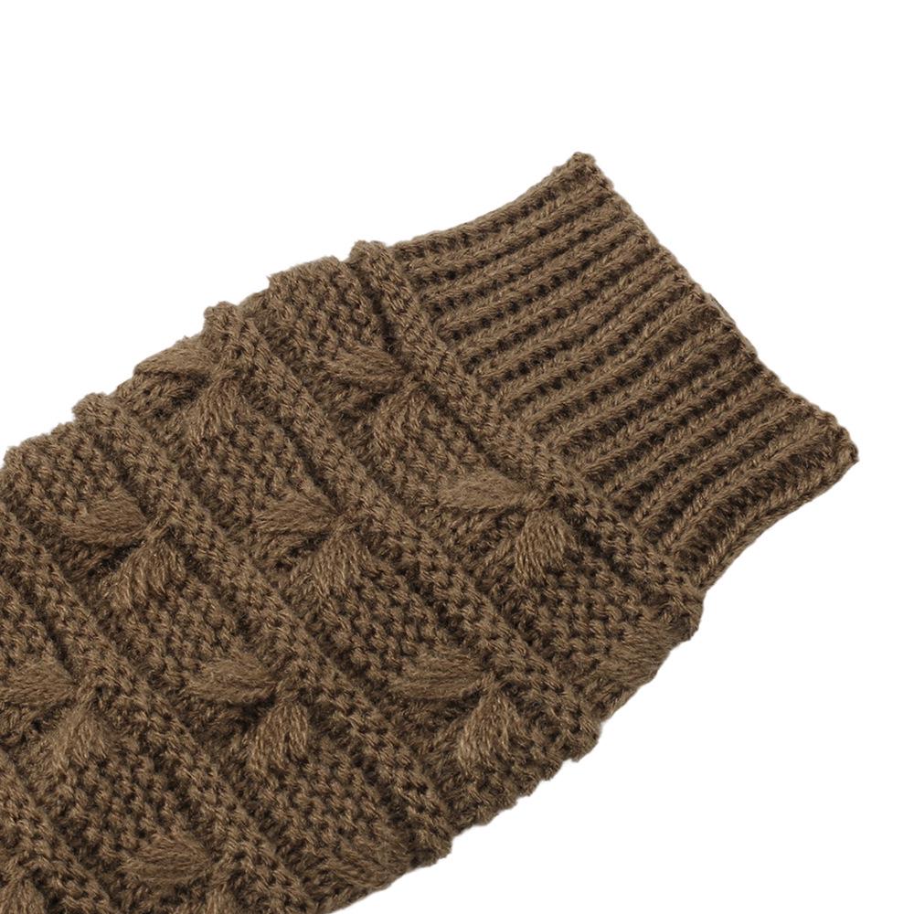 Autumn/Winter Jacquard Wool Wrist Guards Half-Finger Gloves for Men & Women