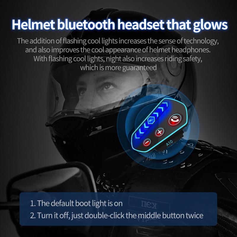 A10 Motorcycle Helmet Bluetooth 5.0 Headset Wireless Handsfree Call Music Earphone for Riders Waterproof Moto GPS Headphone