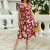 Women's New V-neck Tie Belt Big Size Loose Mid-length Dresses