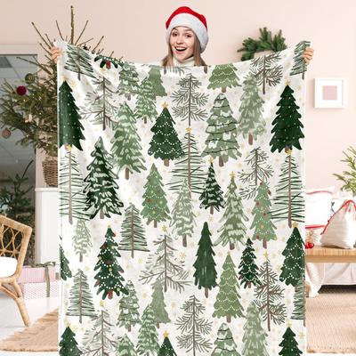 Christmas Tree Flannel Blanket Christmas Blanket Living Room Sofa Blanket Holiday Bedroom Bed Blanket Living Room Cute Blanket