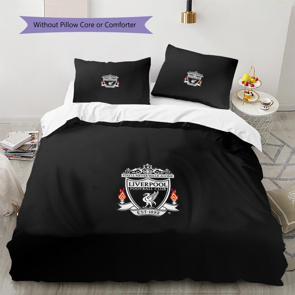 Set Copripiumino Trapuntato con Fantasia Liverpool Football Club Decorazione per la Casa Regalo (1 * copripiumino + 2 * federe senza imbottitura)