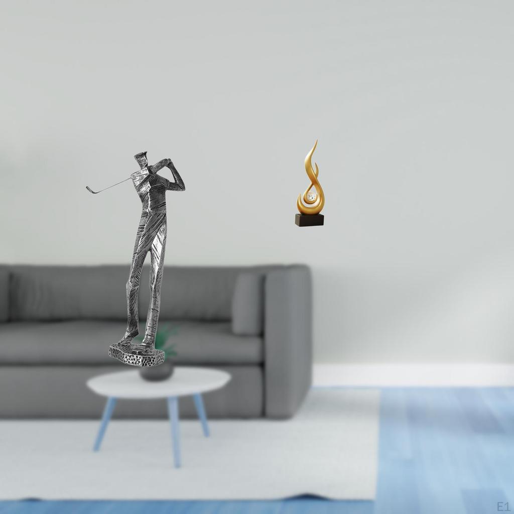 Modern Golfing Flame Figurine Sculpture Abstract Resin Decoration for Golf Lover Shelf Cabinet
