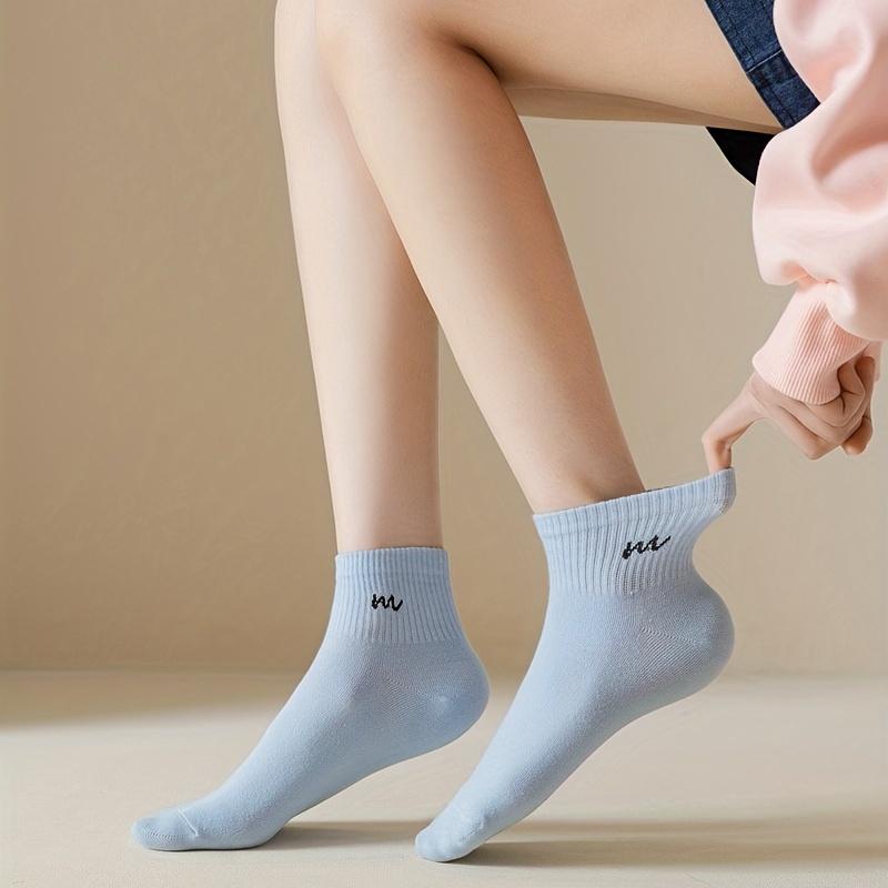7 Pairs Letter Print Socks Comfy & Breathable Sports Short Socks Women's Stockings & Hosiery Soft & Comfy All-match Short Socks