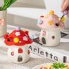 Mushroom Fruit Fork Set Dessert Cake Stainless Steel Small Fork Storage Can Fruit Fork Home Decoration