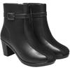 Women'S Black Faux Leather Ankle Boots With Mid Heel And Buckle Strap Side Zipper Comfort Booties For Fall & Winter Eu3