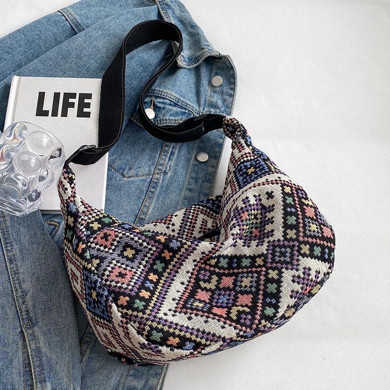 Velkokapacitní etnická taška na knedlíky pro ženy, taška přes rameno, plátěná crossbody taška