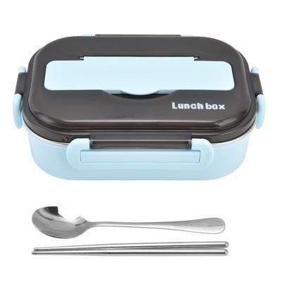 1L Matlåda 304 Rostfritt Stål Fack Läcksäker Bärbar Termisk Lunchlåda med Ätpinnar