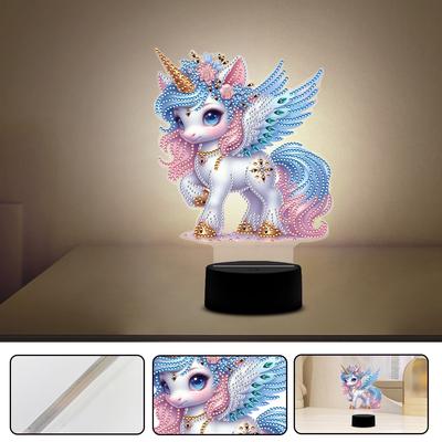 Lâmpada de Pintura com Diamantes DIY Unicórnio com Ferramentas Pintura com Diamantes Lâmpada LED Artesanato Decoração para Casa para Quarto Decoração Presentes