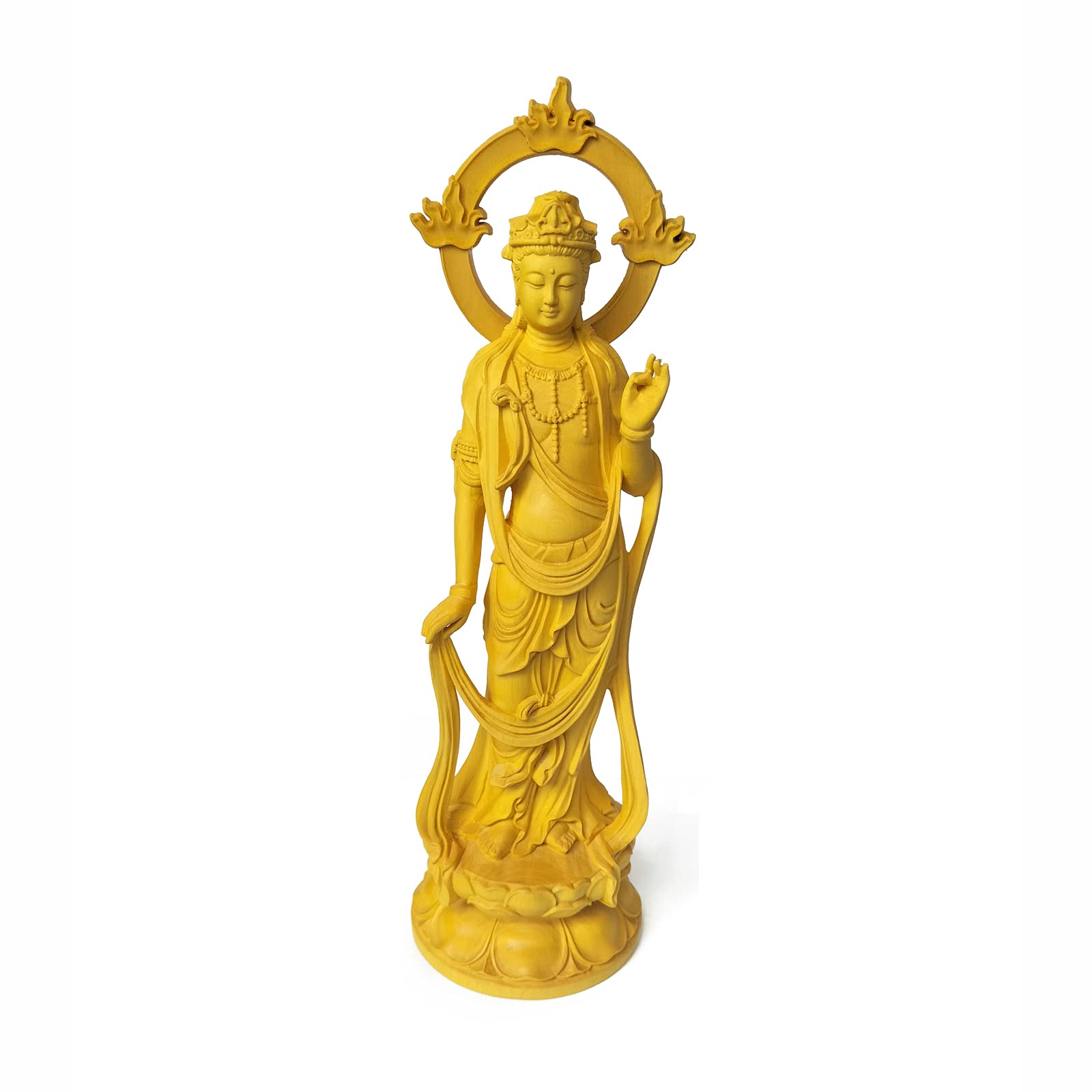 

7.2-inch Bodhisattva Seishi Statue, High-Quality Natural Boxwood Carving, Standing Wooden Buddha Statue, Buddhist Art, Boxwood, Buddha Sculpture,