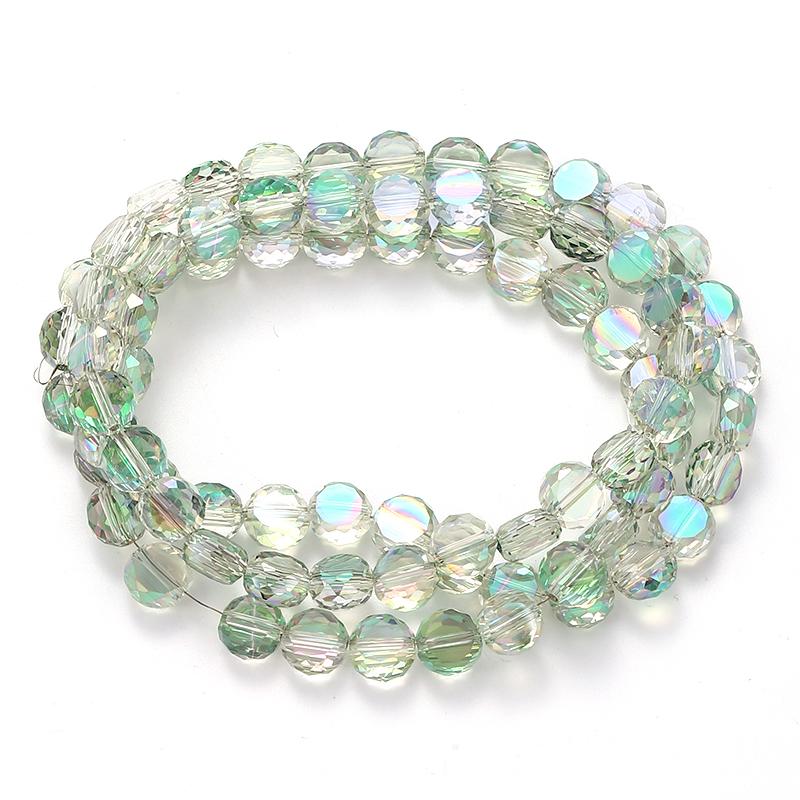 Flat Round Glass Beads Transparent Faceted Glass Spacers Colorful Coin Beads Crystal Loose Beads for Jewelry Making DIY Bracelet