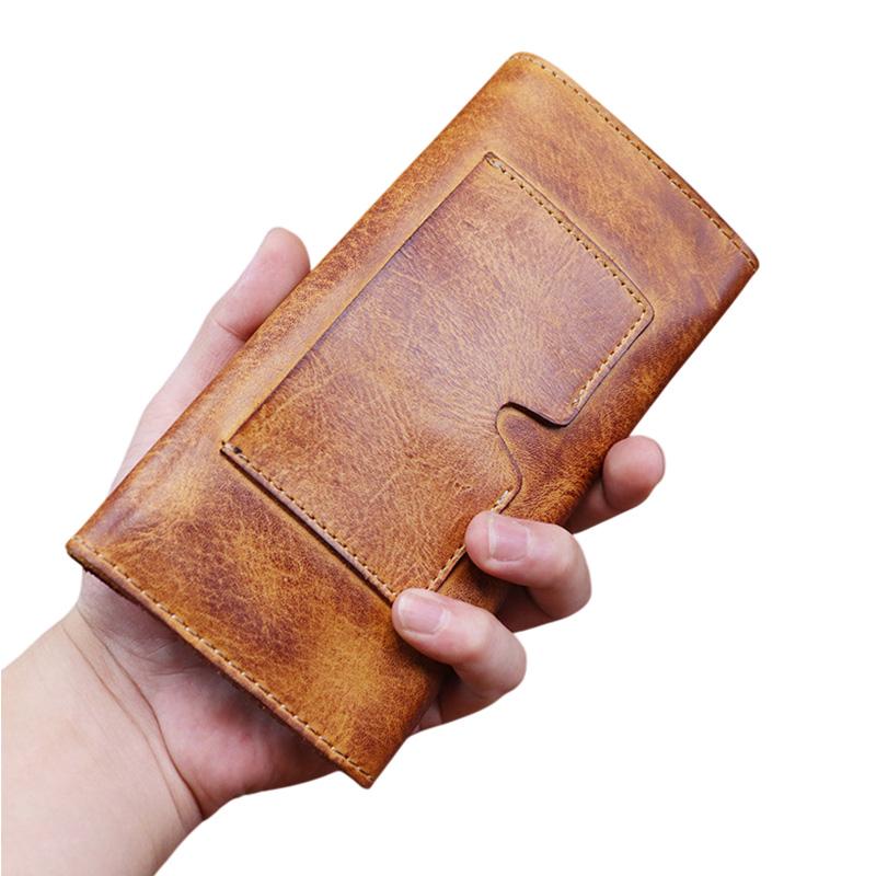 Ręcznie robiona skórzana portmonetka kopertówka dla kobiet ze skóry garbowanej roślinnie Kopertówka na telefon z uchwytem na karty Damska