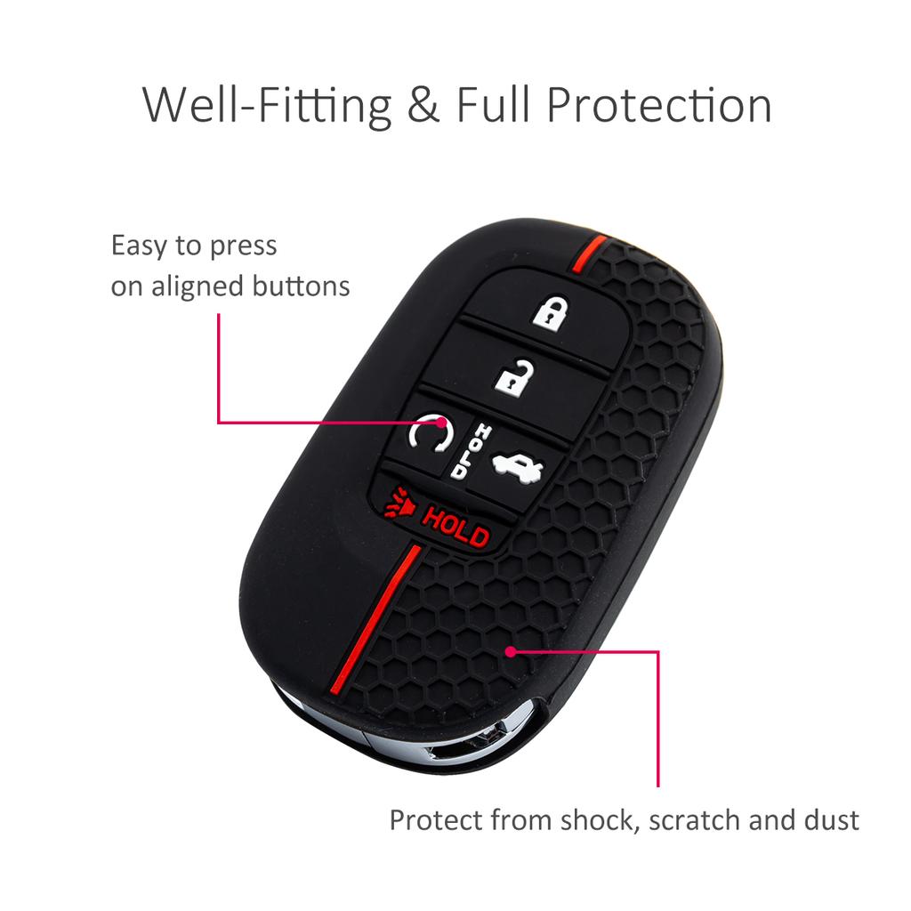 2X Silicone Car Key Fob Cover Case Holder Keychain For Honda Civic 11Th Accord Cr-V 6Th Hr-V Pilot