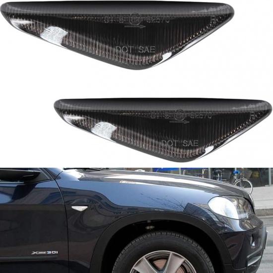Clear Lens LED Side Marker Lights for 2007 2008 2009 2010 2011 2012 BMW E70 X5 E71 X5 E72 X5 F25 X3 Front Turn Signal Lights Lighting Housing OEM