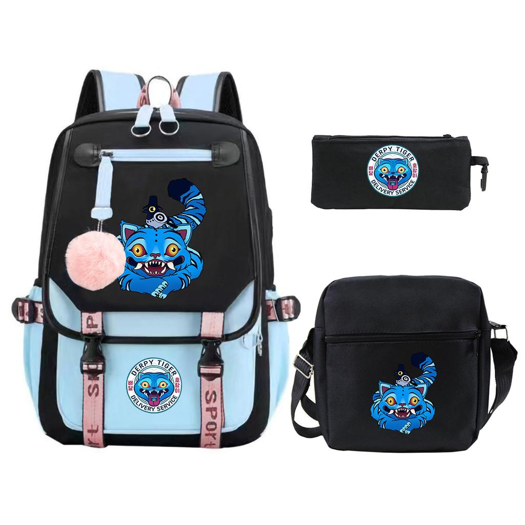 Witch Hunters Cartoon Peripheral Printing Children's Backpack Cross-border New Student School Bag Three-piece Shoulder Bag Pencil Bag