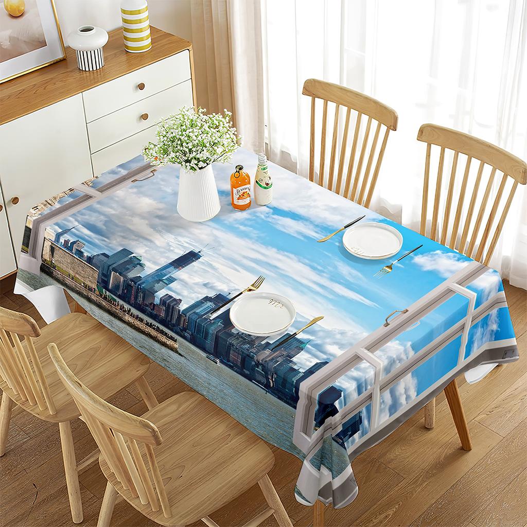 Scenery Outside The Window Tablecloth Beautiful Landscape Rectangular Table Cover for Coffee Table Dining Room Kitchen Decor