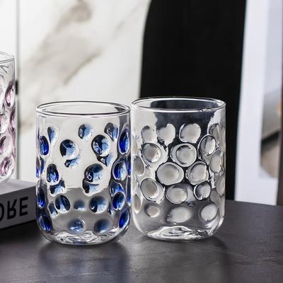 BRCreative Polka Dot Glassware Juice Red Wine Glasses Drinking Glasses Rise-and-fall Wave Points Coffee Mug Cocktail GlassEY
