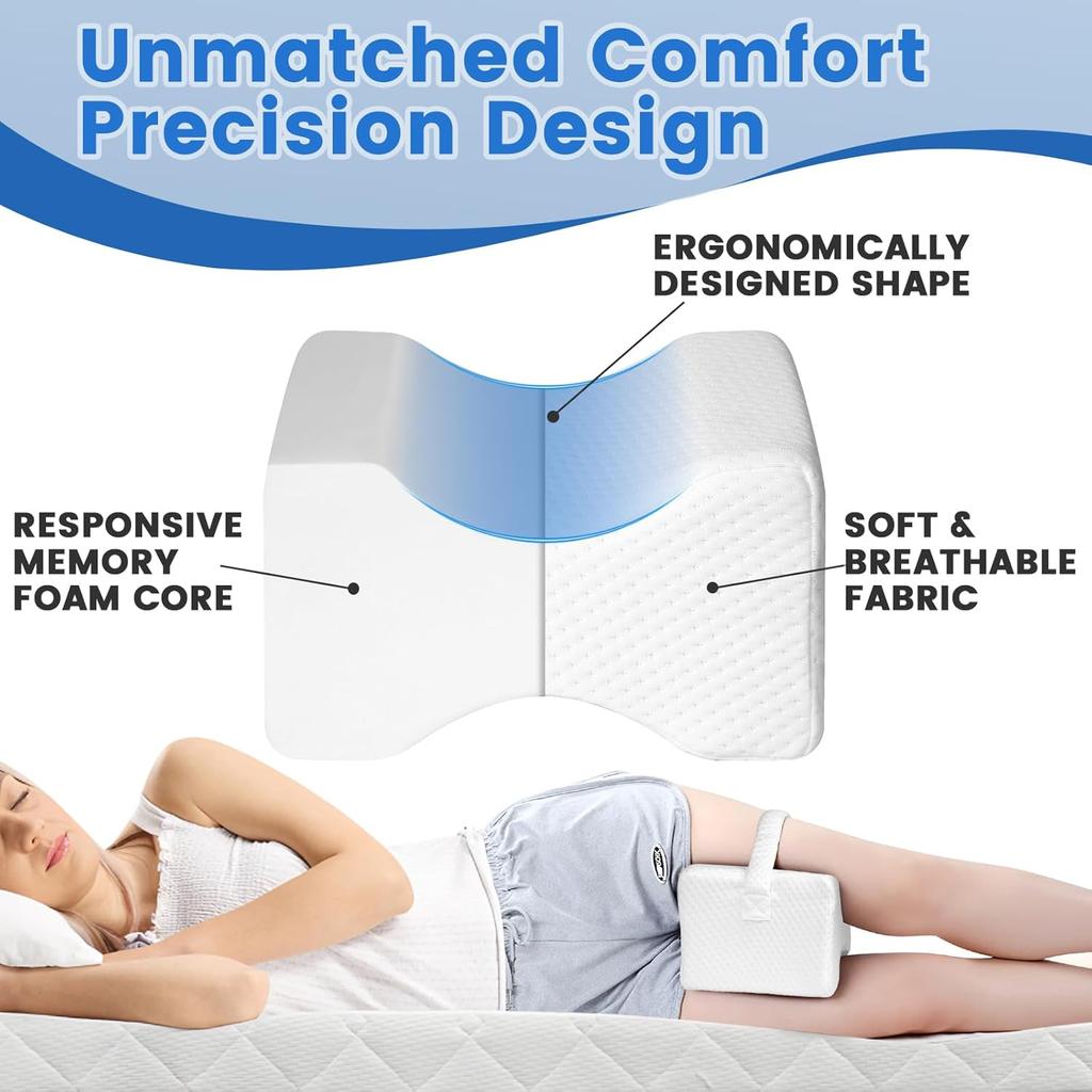 Knee Pillow for Side Sleepers, Leg Pillow Relief for Sciatica, Back, HIPS, Knees, Joints Between Legs Adults | Knee Surgery Gifts
