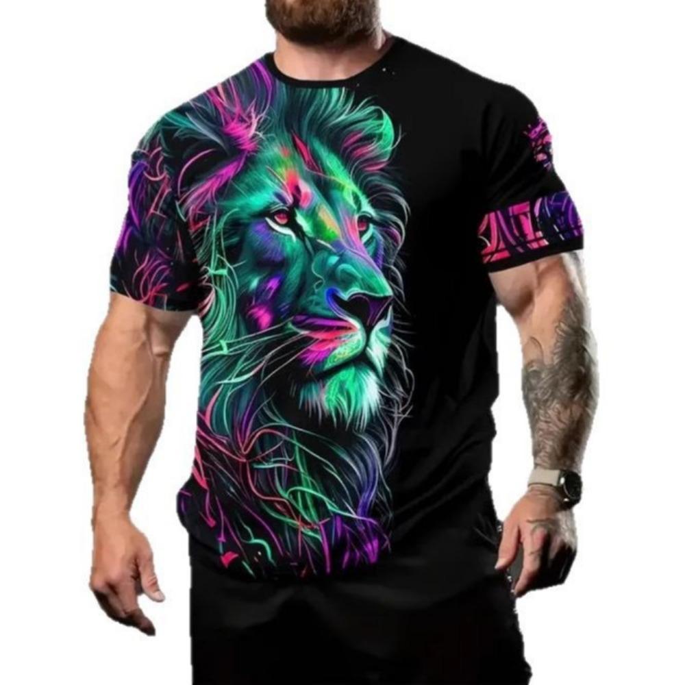 Fashionable and casual 3D printed short sleeved round neck T-shirt