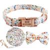 Floral Pet Collar With Bow Metal Buckle Cats Small Dogs Adjustable Fashionable