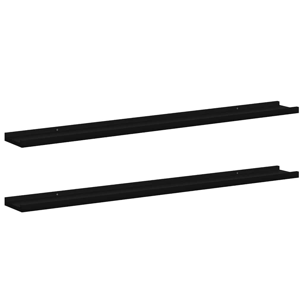 Wall Shelves 2 pcs Black 100 x 9 x 3 cm