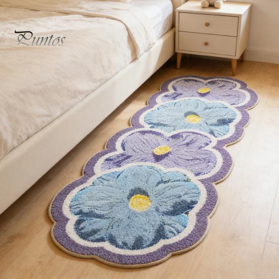 Anti-slip Bathroom Mat Faux Cashmere Flower Area Rug Non-slip Washable Absorbent Plush Floral Bath Floor Home Living Room Bedroom Decoration