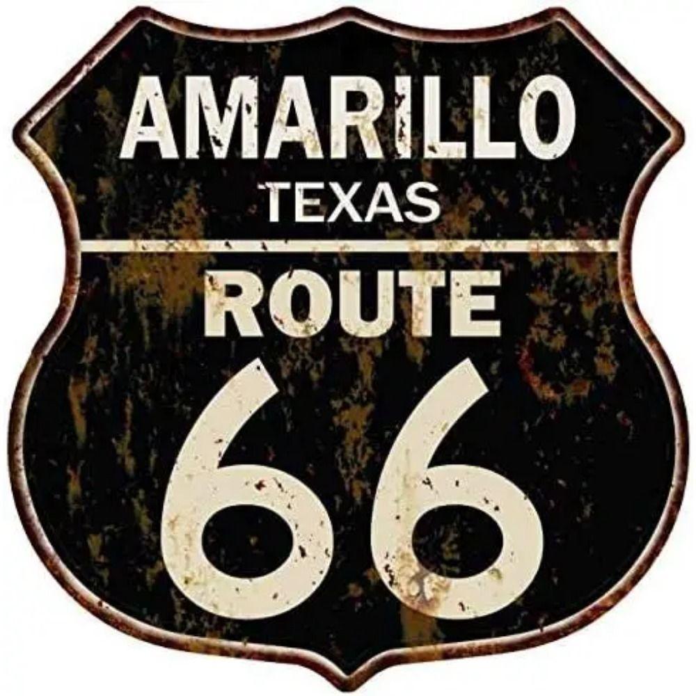 Vintage Route 66 Square Metal Tin Sign Garage Home Bar Decor 20x20cm