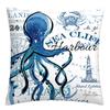 Blue Marine Organism Printed Pattern Polyester Cushion Cover for Home Living Room Sofa Decorative Pillowcase