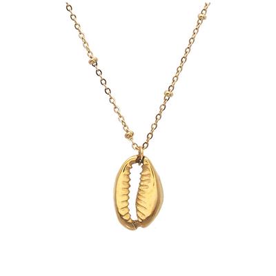 [Q8617] - Gold 'Cowrie' Steel Designer Necklace - 15x10 Mm