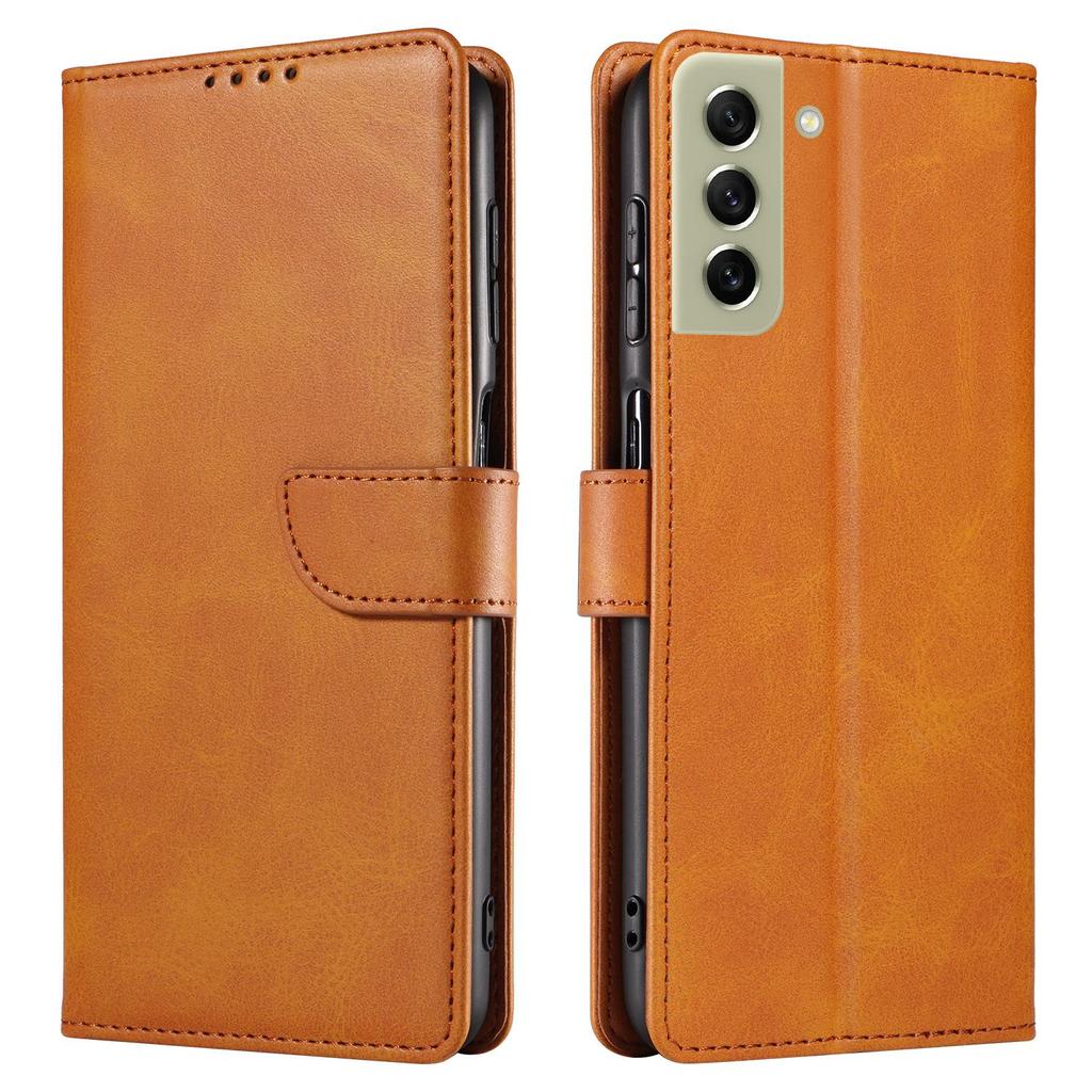 Samsung S21FE Leather Case with Calf Pattern and Flip Cover