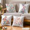 Cute Easter Bunny Cushion Cover Soft Plush Fabric DoubleSided Printed Cushion Covers for All Seasons Modern Home Decor