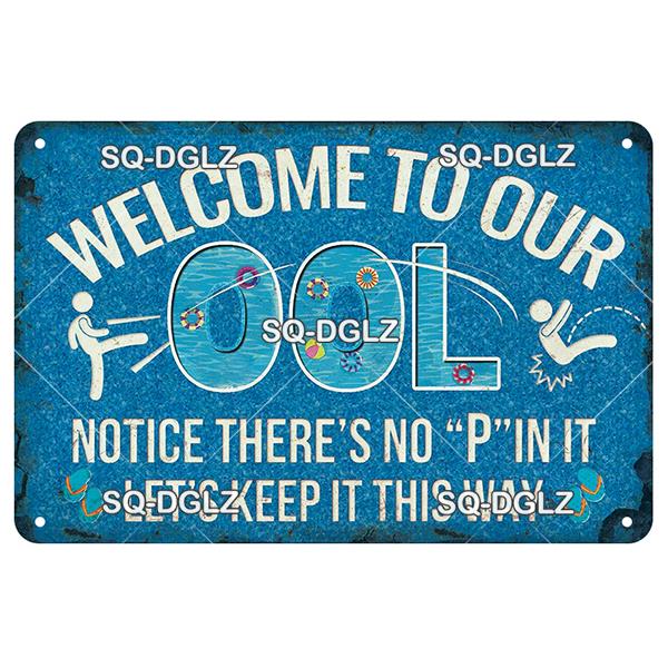 [SQ-DGLZ] Welcome Swim Pool Rules Metal Sign Vintage Plaque Tin Sign Plate Wall Decor For Bar Club Man Cave Art Painting Poster