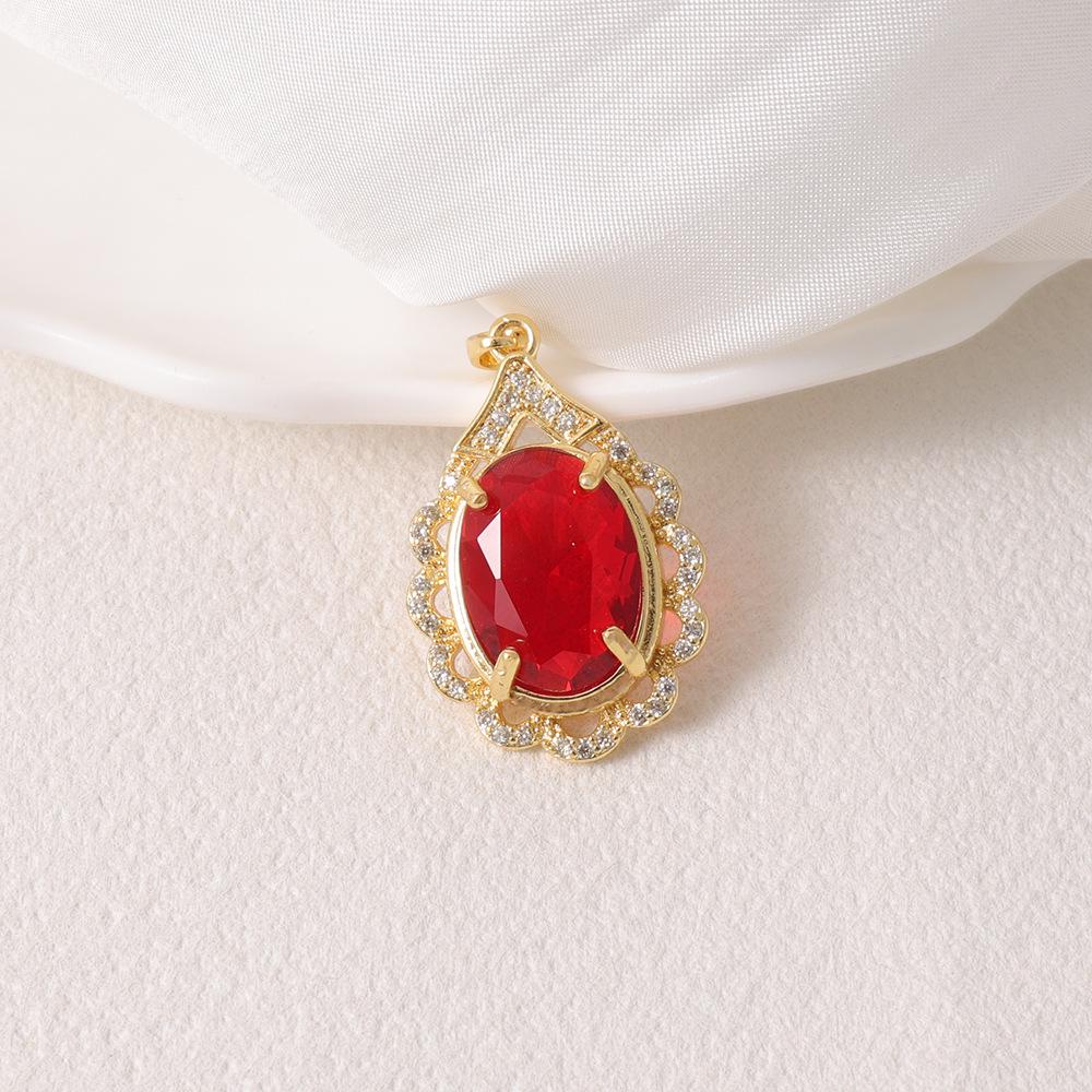 Elegante Tropfenförmige Rubin-Diamant-Anhänger Halskette Anhänger - Luxuriöses Antikes Stil Neujahrszubehör.