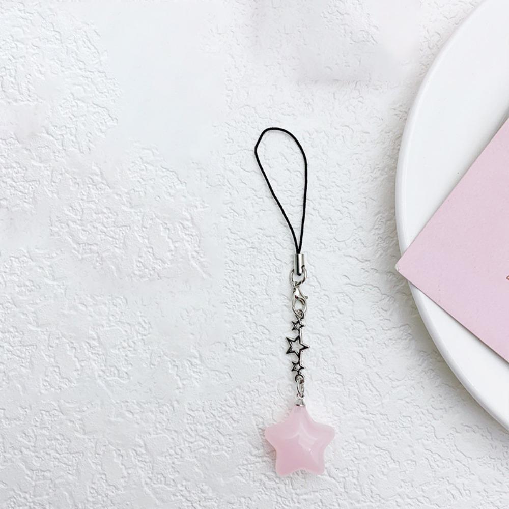 Keychain Phone Hanging Rope Star Mobile Phone Chain Fashion Star Phone Strap Girl Jewelry pink-long