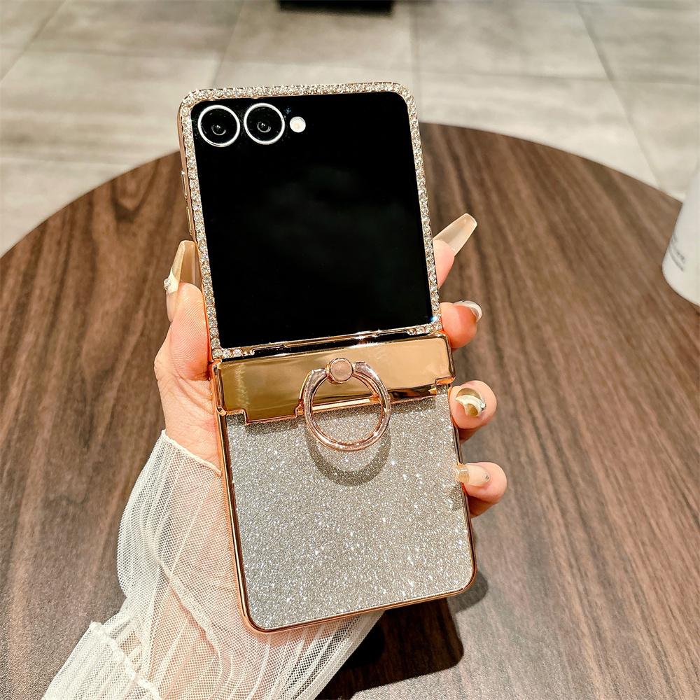 For Samsung Galaxy Z Flip7 5G Case Glitter Design Rhinestone Decor Hard PC Phone Cover