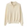 Men's Korean Retro V-Neck Polo Collar Knit Sweater for Autumn/Winter