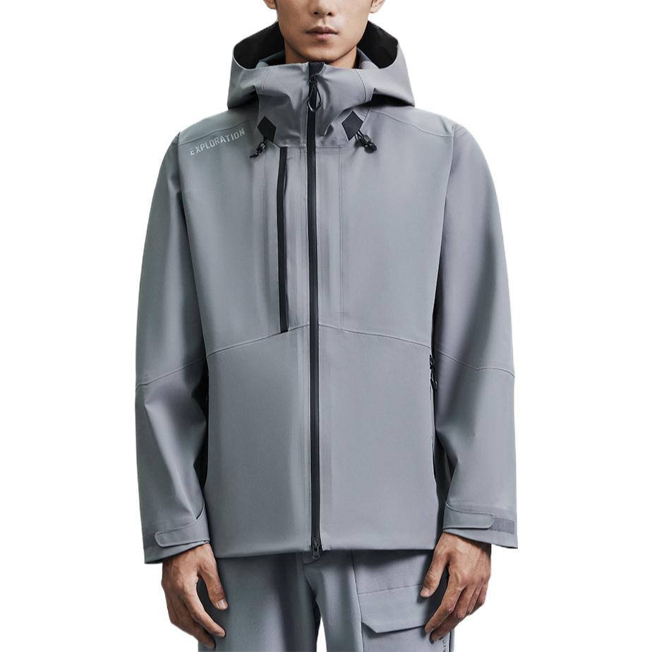 Anta Training Series Solid Color Letter Print Pattern Zipper Hooded Jacket Men Jacket Gray 952247612-3