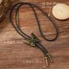 Boho Five-pointed Star Bolo Tie PU Woven Bronze Butterfly Choker Turquoise Feather Necklace  Men