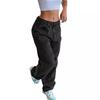 Womens Relaxed Fit Vintage Washed Denim Jeans Straight Leg Mid-Rise Casual Trousers
