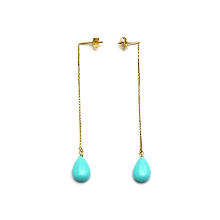 Orecchini - ZOQOYI - Argento 925 - Placcato oro giallo 18 carati - Turchese - Donna