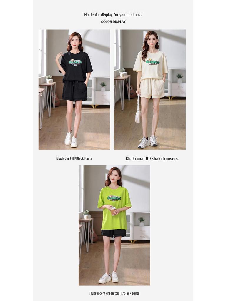 2024 Women's Summer Sportswear Set: Thin Style, Versatile Short Sleeve Top & Shorts, Small Size
