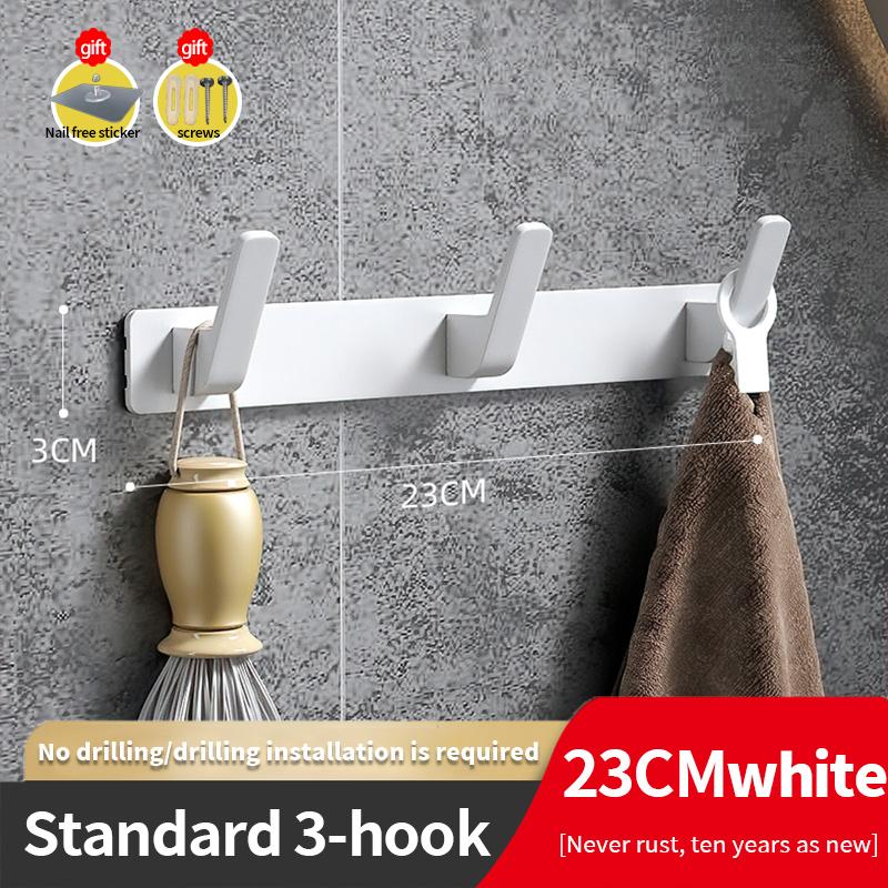 YUNJIEYA Black/White Door Hooks Clothes Hook Hanger Shelf Organizer Storage Shelf Shower Wall Rack Kitchen Bathroom Accessories