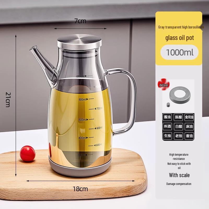 Glass Oil Dispenser: Leak-Proof, Precise Measurement for Cooking Oils, Soy Sauce, or Vinegar. Perfect for Your Kitchen.